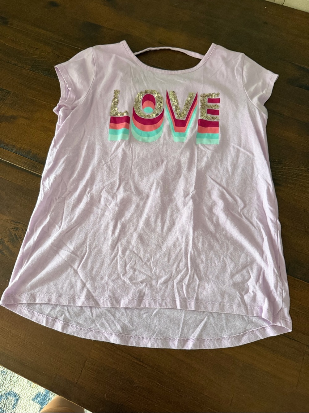 The Children's Place Light Pink 'LOVE' Glitter & Rainbow Tee